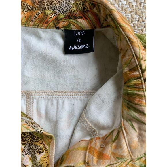 Desigual tropical shirt dress leopard cheetah safari M - Picture 7 of 12